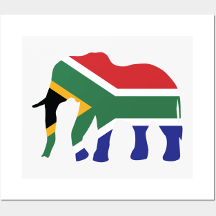 Elephant South Africa Flag Posters and Art